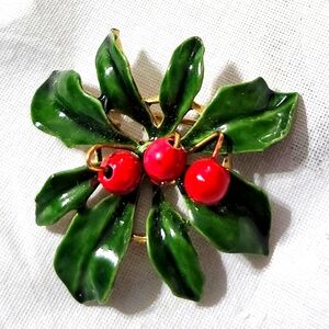 Vintage Originals By Robert Signed Mistletoe Holly Pin Brooch